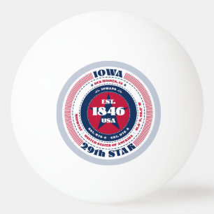 Balle De Ping Pong Cercle Iowa rouge, blanc et bleu