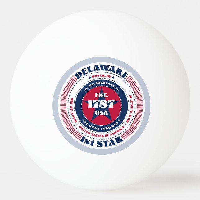 Balle De Ping Pong Cercle rouge, blanc et bleu Delaware (Devant)