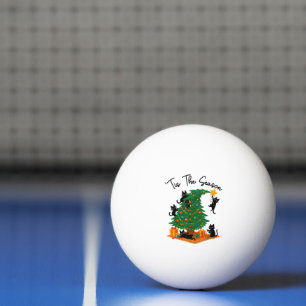 Balle De Ping Pong C'est la saison Arbre de Noël Chat noir mignon