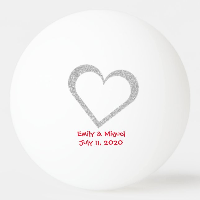 Balle De Ping Pong Chalkboard Coeur Mariage Favoriser Ping Pong Ball (Devant)