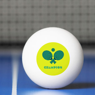 Balle De Ping Pong Championne de tennis de table jaune turquoise styl