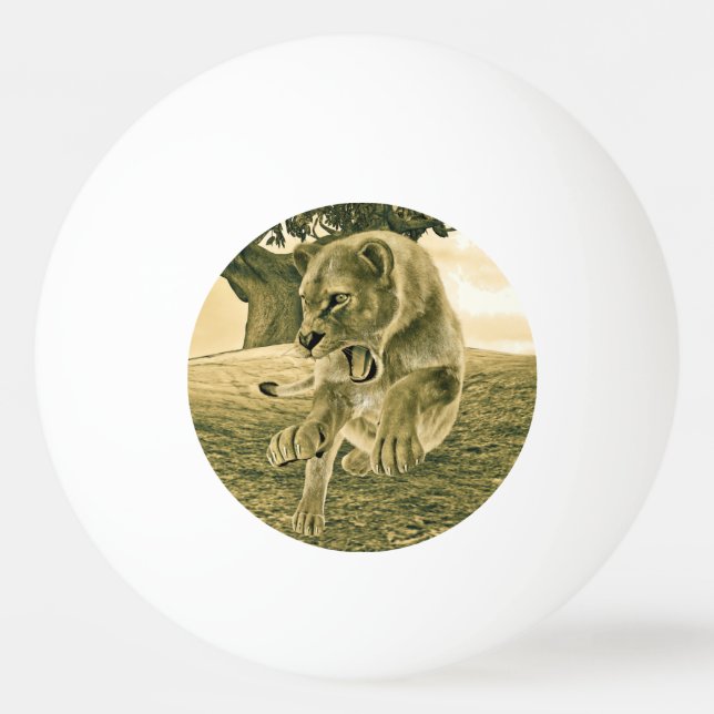 Balle De Ping Pong Chasse à la lionne (Devant)