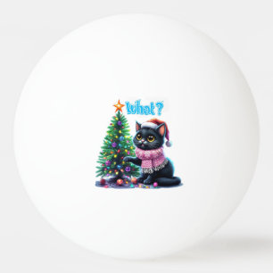 Balle De Ping Pong Chat de Noël amusant Avec Sticker Arbre