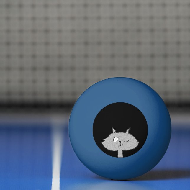Balle De Ping Pong Chat gris soyeux (Filet)