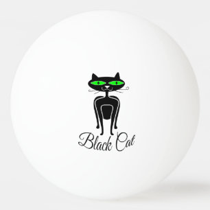 Balle De Ping Pong Chat noir aux yeux verts