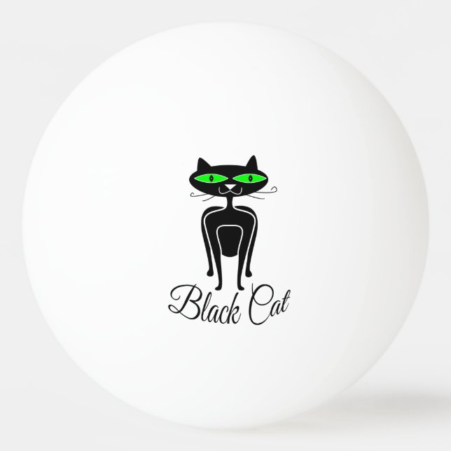 Balle De Ping Pong Chat noir aux yeux verts (Devant)