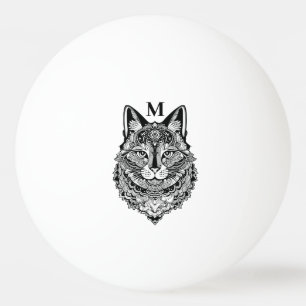 Balle De Ping Pong Chat ornemental Monogramme personnalisé