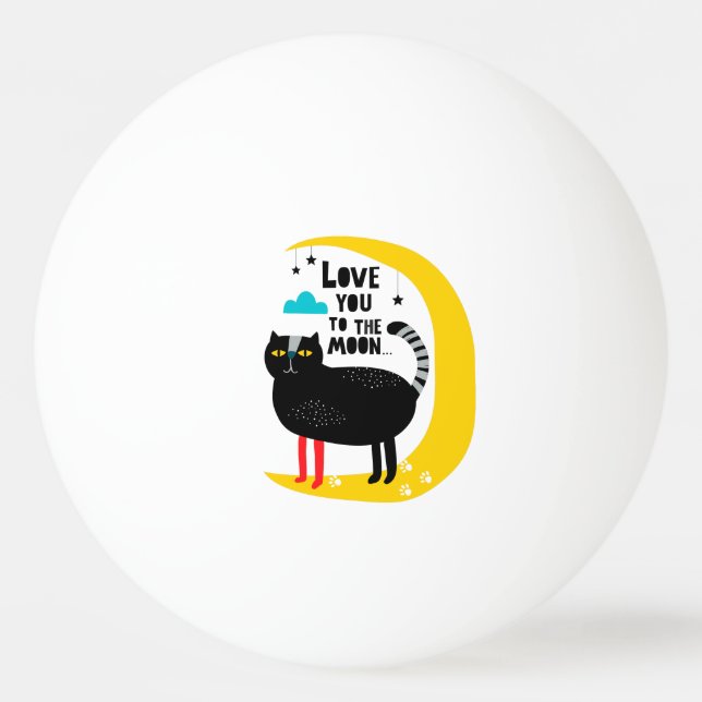 Balle De Ping Pong Chat sur la lune (Devant)