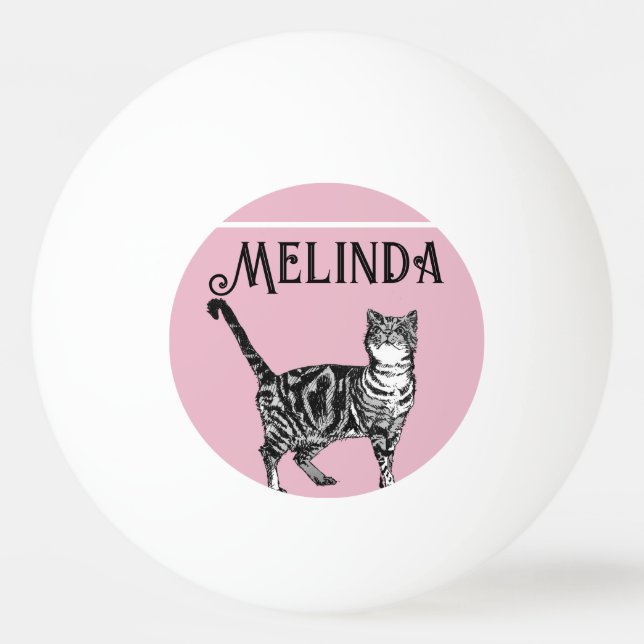 Balle De Ping Pong Chat Tabby Pastel Chats Enfants Filles Rose clair (Devant)