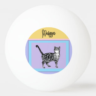 Balle De Ping Pong Chat Tigre Chat Violet Femmes Couleurs Pastel