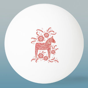 Balle De Ping Pong Cheval de Dala suédois Rouge