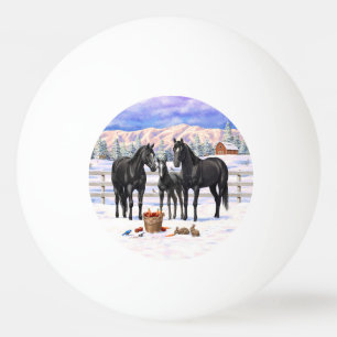 Balle De Ping Pong Chevaux Du Quartier Noir En Neige