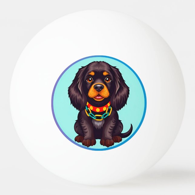 Balle De Ping Pong Chien animé mignon avec collier (Devant)