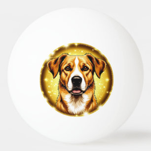 Balle De Ping Pong Chien avec fond doré
