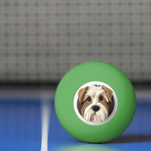 Balle De Ping Pong Chien Biewer Terrier Inspiré 3D (Filet)