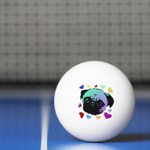 Balle De Ping Pong Chien de race Pug chiot Style PopArt Rétro