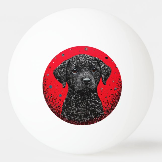 Balle De Ping Pong Chien noir fantaisiste (Devant)