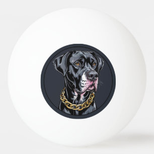 Balle De Ping Pong Chien Noir Luxueux Avec Chaîne en Or