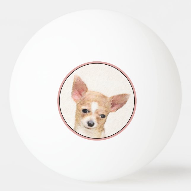 Balle De Ping Pong Chihuahua Peinture - Cute Original Chien Art (Devant)