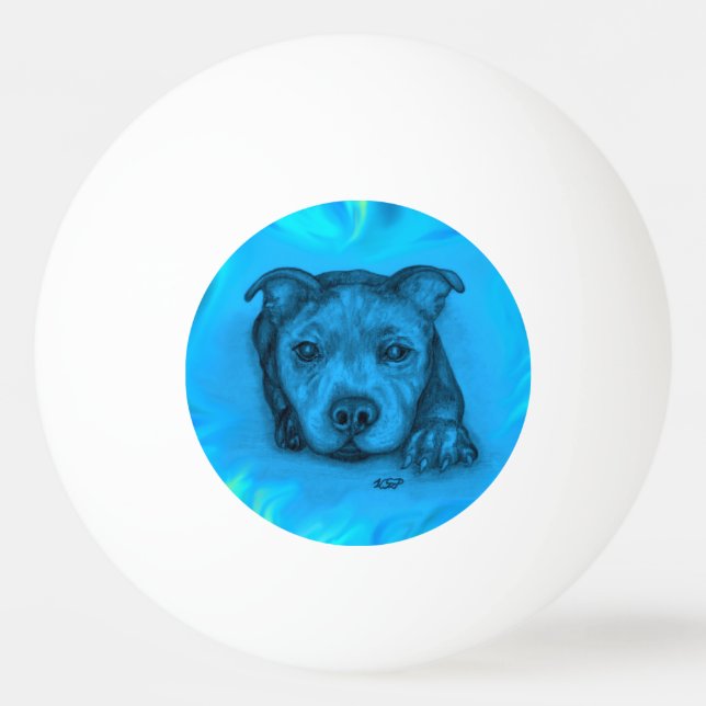 Balle De Ping Pong Chiots Staffy Bleu (Devant)