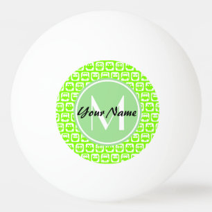 Balle De Ping Pong Chouettes à citron vert personnalisées Monogramme