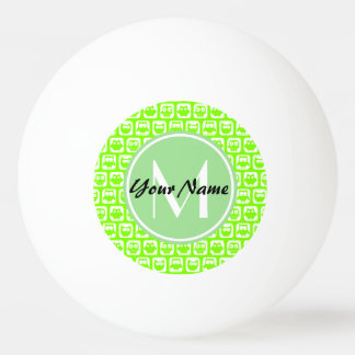 Balle De Ping Pong Chouettes à citron vert personnalisées Monogramme