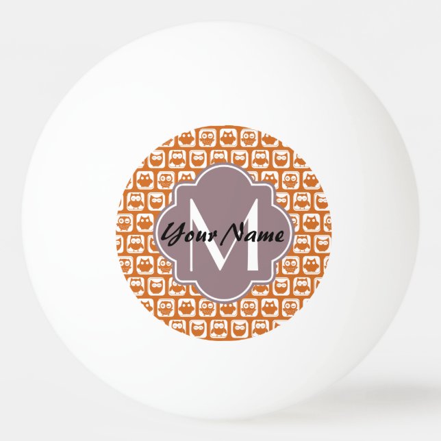 Balle De Ping Pong Chouettes orange monogrammes (Devant)