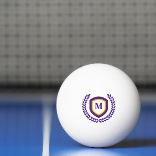 Balle De Ping Pong Cimetière du logo du Monogramme violet et or