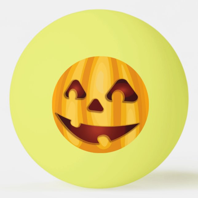Balle De Ping Pong Citrouille sculpté souriant design Halloween (Devant)