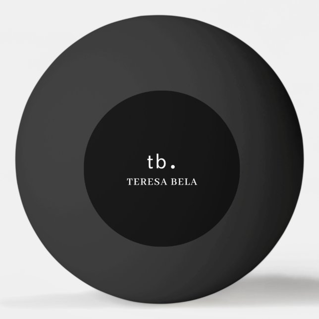 Balle De Ping Pong Classique Élégance Monogramme Style Minimal Noir A (Devant)