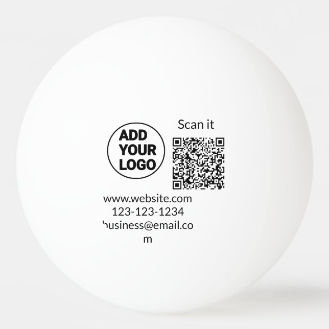 Balle De Ping Pong Code QR minimal simple ajouter logo scanner nom du (Devant)