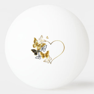 Balle De Ping Pong Coeur aux papillons d'or
