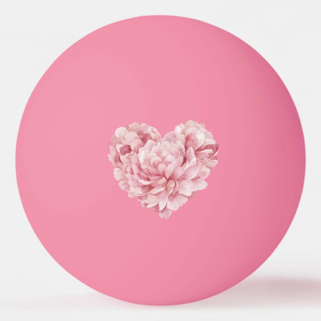 Balle De Ping Pong Cœur Fleur Rose Tendre (Devant)