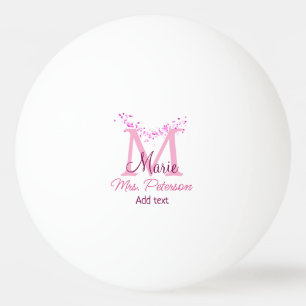 Balle De Ping Pong Coeur rose parties scintillant monogramme professe