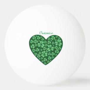 Balle De Ping Pong coeur Shamrock vert Saint Patrick's Day