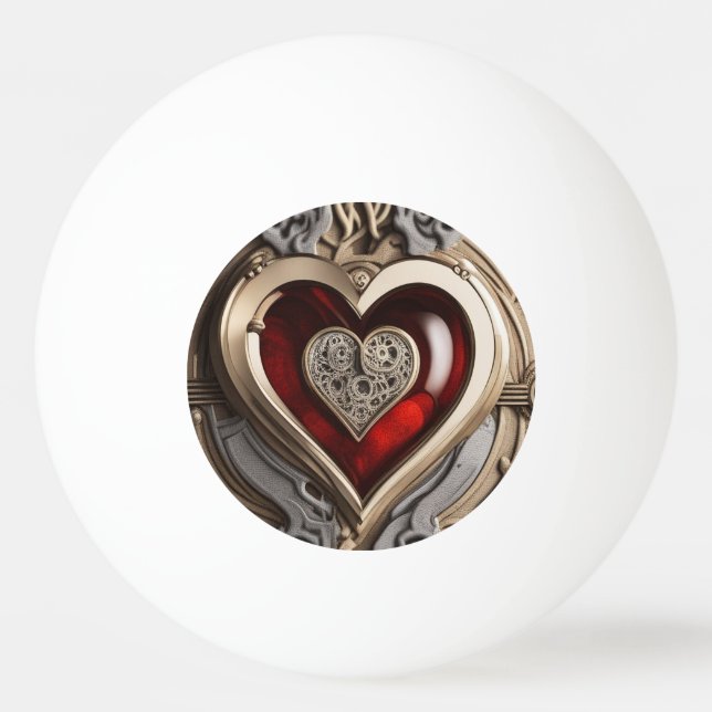 Balle De Ping Pong Coeur Steampunk - Amour mécanique complexe (Devant)