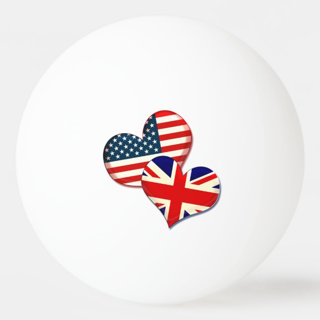 Balle De Ping Pong Coeurs américains et britanniques (Devant)