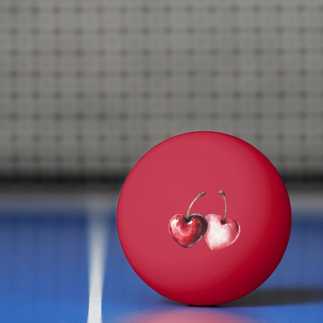 Balle De Ping Pong Cœurs de Cerise Rouge (Filet)
