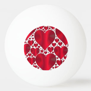 BALLE DE PING PONG COEURS ROUGES POUR LA JOURNÉE DE VALENTINE