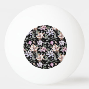 Balle De Ping Pong Colonne Exotique : Aquarelle Florale Noire.