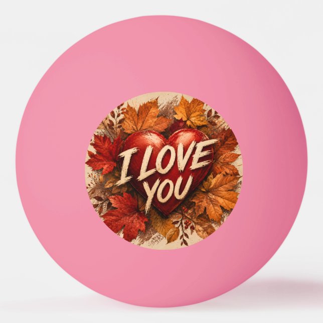 Balle De Ping Pong Conception de cœur Je t'aime (Devant)