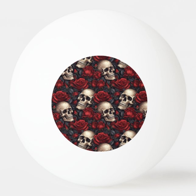 Balle De Ping Pong Conception de la série A Skull and Roses 10 (Devant)