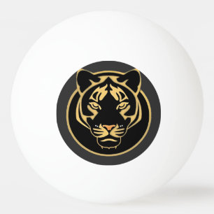 Balle De Ping Pong Conception de logo de tigre doré stylisé