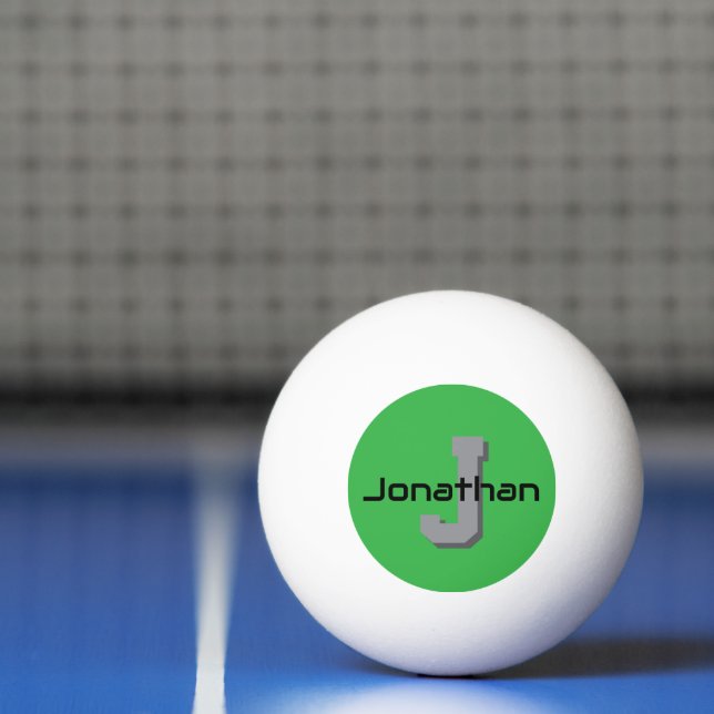 Balle De Ping Pong Conception d'initiale de monogramme vert personnal (Filet)