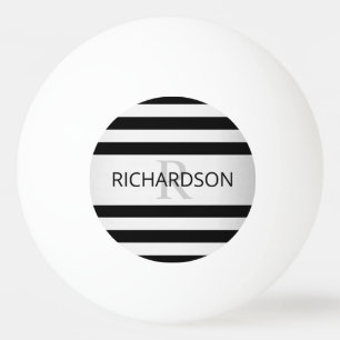 Balle De Ping Pong Contemporain Faux Argent Ombré Rayures & Noir