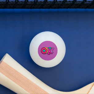 Balle De Ping Pong Cool élégant "OK" Gras Couleurs Purple Sports