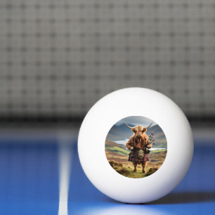 Balle De Ping Pong Cornemuseur de vache des Highlands écossais