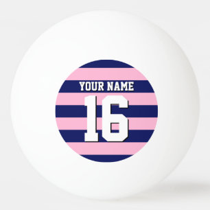 Balle De Ping Pong Cot Candy Pink Navy Blue Team Jersey Preppy Stripe