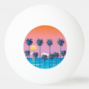Balle De Ping Pong Coucher de soleil tropical : Illustration de plage