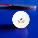 Balle De Ping Pong Courbe d'or initiale monogramme de famille<br><div class="desc">Personnalisez et ajoutez votre lettre monogramme,  initiale. Initiale de couleur noire. Arrière - plan blanc. Avec une fausse couronne de champion d'or classique.</div>